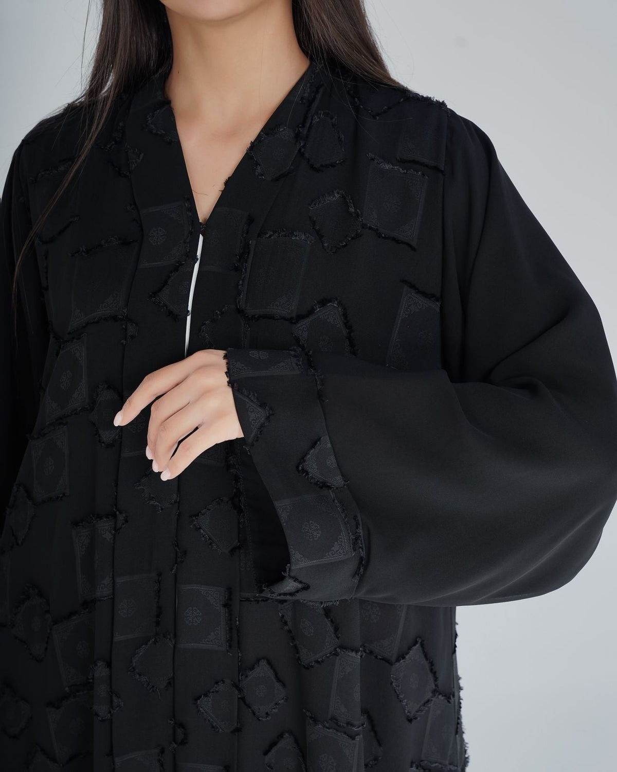 Textured Black Abaya Dar Al Mutahajiba