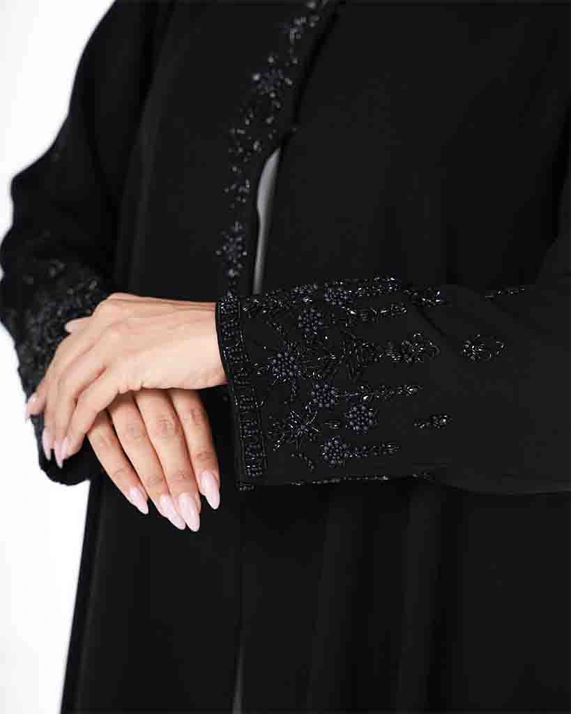 Hand Beaded Black Abaya Dar Al Mutahajiba