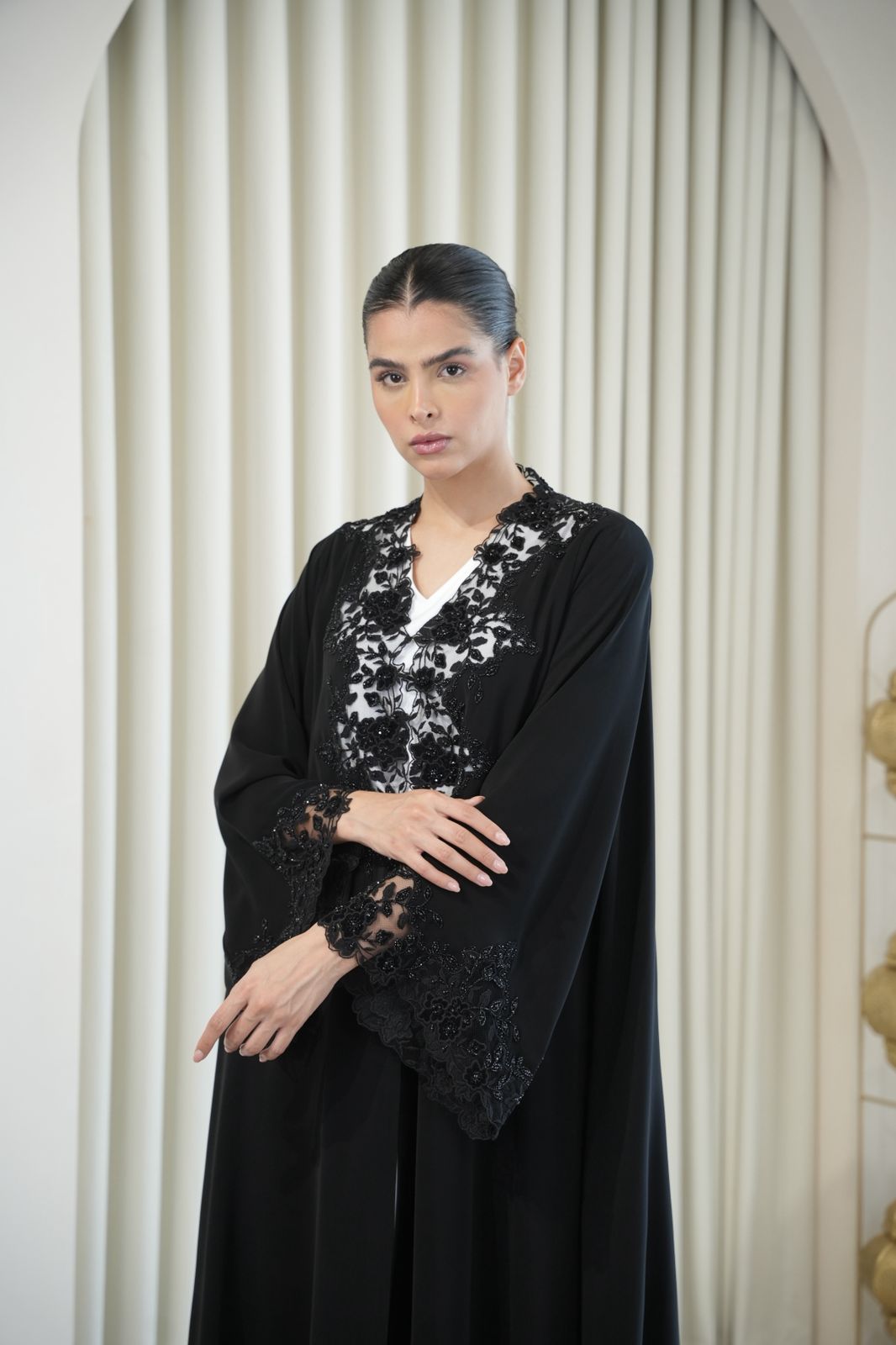 Black Velvet Lace Abaya Dar Al Mutahajiba