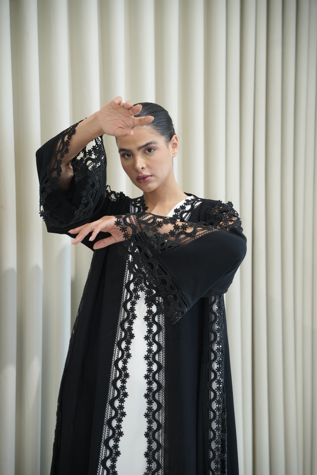 Black Double Chiffon Abaya Dar Al Mutahajiba