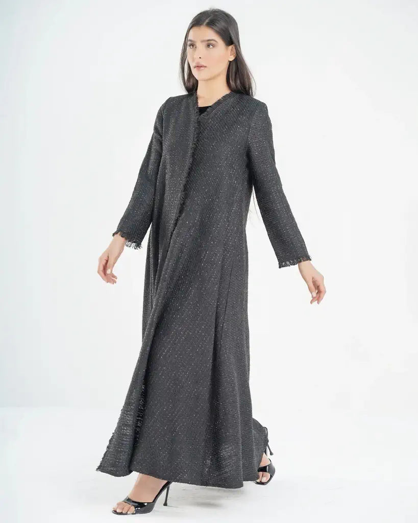 Black Luxury Abaya With Elegant Pattern Dar Al Mutahajiba