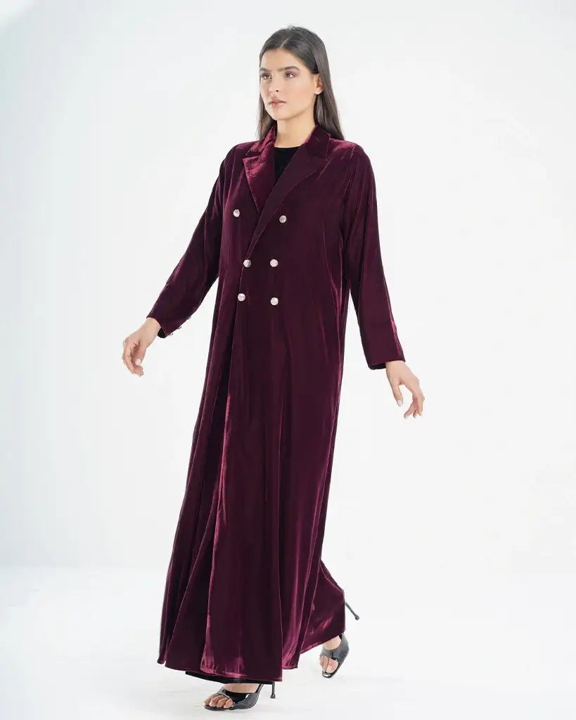 Burgundy Luxury Abaya Dar Al Mutahajiba