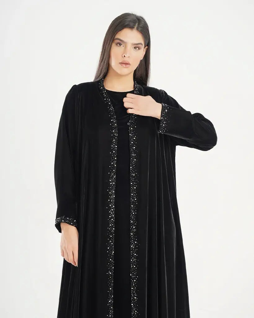 Luxury Black Flowing Abaya Dar Al Mutahajiba