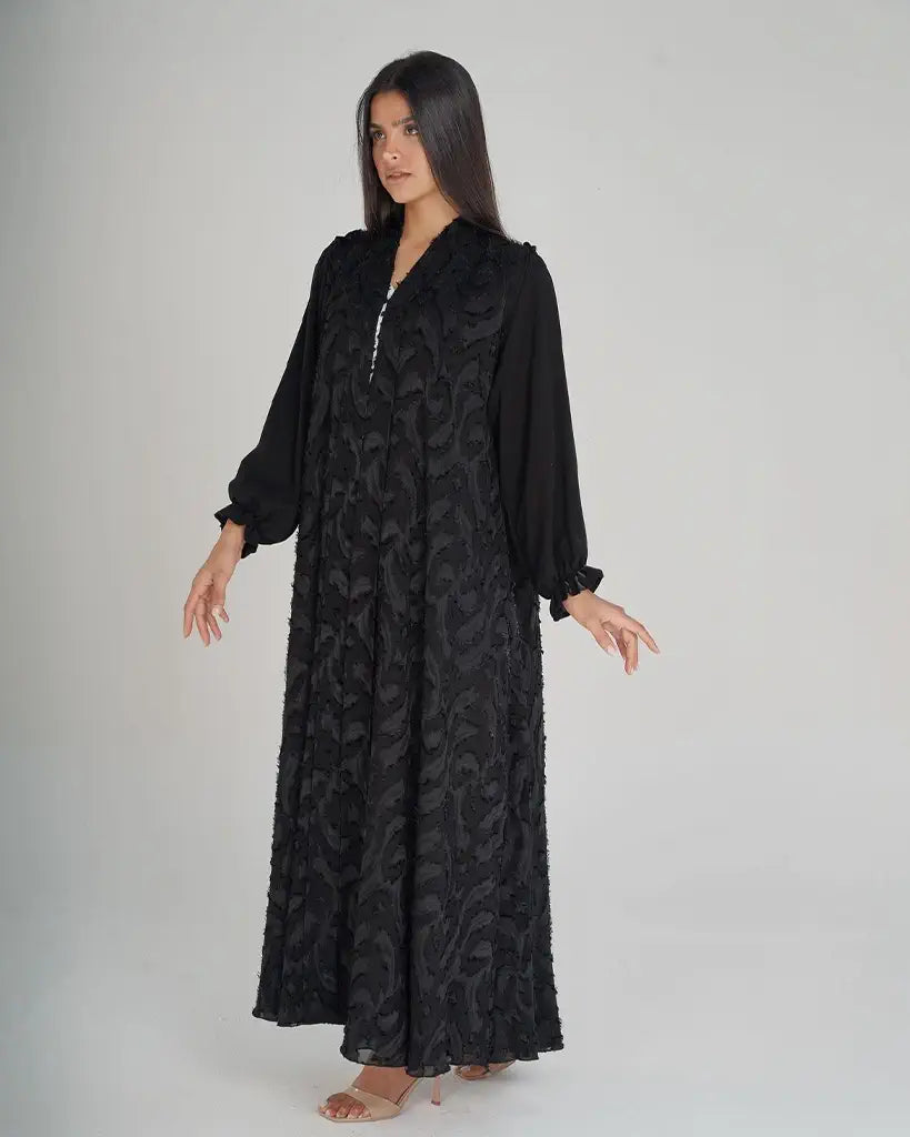 Black Nada Fabric Abaya Dar Al Mutahajiba
