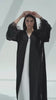 Black Abaya with Floral Lace & Beaded Sleeves
